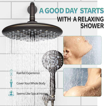 SR SUN RISE Shower Faucet - Multifunctional High Pressure Shower Head System with Handheld Shower Head Fixtures - Valve Included (Oil Rubbed Bronze, 10 inch)