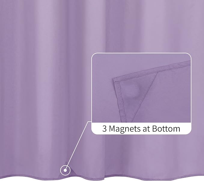 ALYVIA SPRING Waterproof Fabric Shower Curtain Liner Lavender Purple, 72x72 | 3 Magnets, Soft Cloth & Hotel Quality, Machine Washable, Light-Weight, Standard Size