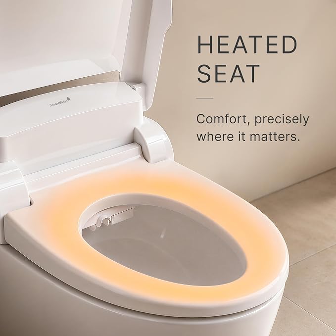 SmartBidet® SB-2000 Smart Bidet Electric Bidet Toilet Seat with Heated Seat, Warm Water, Air Dryer – Side Control Panel, Elongated