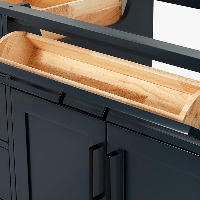 ARIEL Hepburn 66-inch Bathroom Vanity Base Cabinet,Solid Wood, 4 Soft Closing Doors, 6 Dovetail Drawers, Midnight Blue