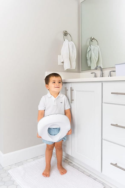 Ubbi Adjustable Toilet Trainer for Toddlers in Potty Training with Built-in Handles and Bonus Potty Hook for Easy Storage, Gray