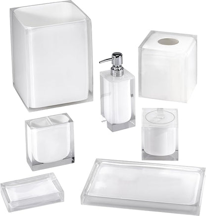 Izod - Bathroom Set, 4pc Resin Countertop Accessories, Modern Home Decor, Dorm Room Essentials (Marina Collection, White)
