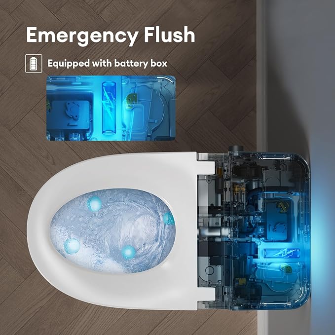Ceramic Smart Toilet with Bidet Built-In,Bidet Toilet Auto Open/Close Lid, ADA Comfort Height One-Piece Toilet,Toilet With Bidet Built in Auto Deodorizer, Night Light & Digital Display