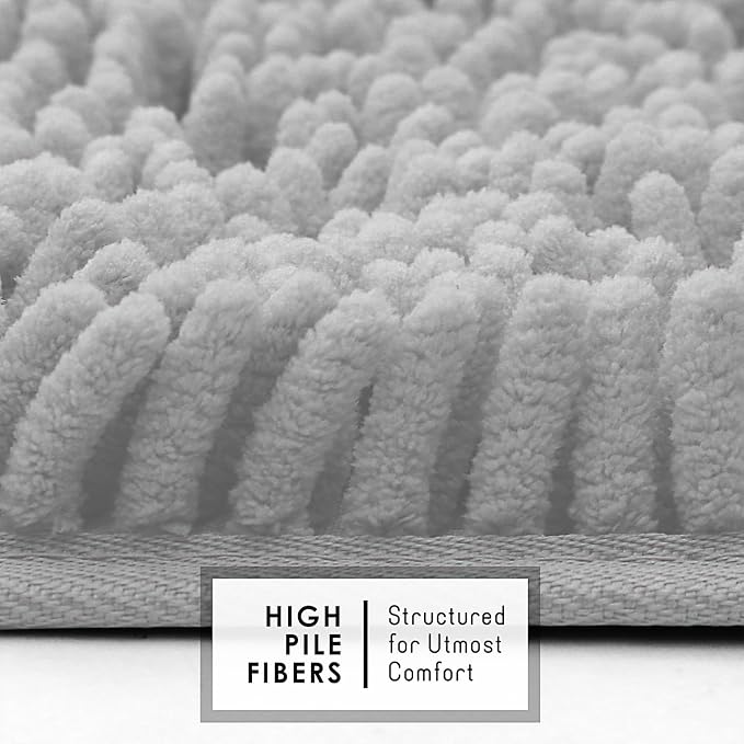 Hearth & Harbor Bathroom Rugs, Chenille Bath Mat - Machine Washable Bath Mats for Bathroom Non-Slip Backing Rubber, Quick Dry Bathroom Mat