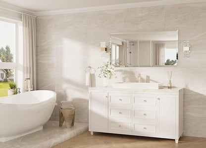 TokeShimi 48x24 Beveled Frameless Bathroom Mirror Decorative, Bathroom Vanity Mirrored with 1" Beveled Edge, Shatterproof Modern Frameless Mirror Rectangle for Living Room, Entryway, Restroom