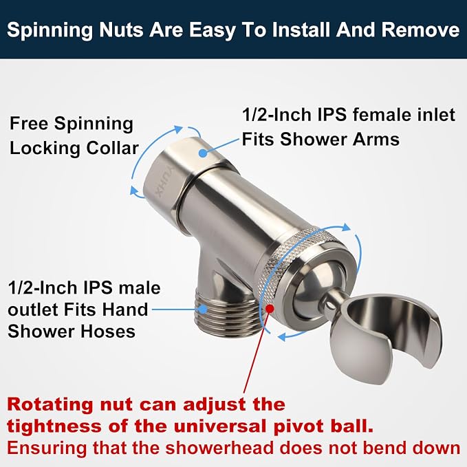 All Metal Shower Head with Handheld - 72" Long Hose, High Pressure Sprayer | Hand HeId Showerhead Spray, Solid Outdoor Showerheads and Brass Holder, Brushed Nickel