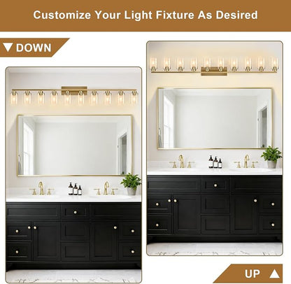 IZORRO Modern Bathroom Light Fixtures, 10 Light Gold Vanity Lights, Bathroom Lighting Fixtures Over Mirror with Clear Glass for Living Room Cabinet Bedroom