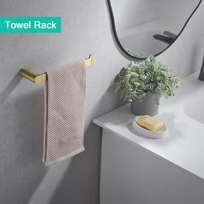 5-Pieces Bathroom Accessories Set,Stainless Steel Bathroom Hardware Set,23.6 Inch Bath Towel Bar Set, Towel Hooks,Towel Racks for Bathroom Wall Mounted,Champagne Bronze,SE96026S-5CB