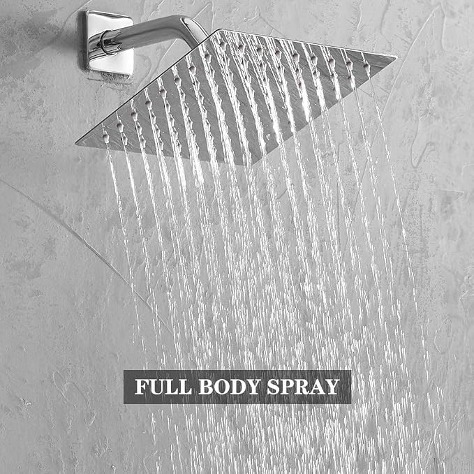 Chrome Shower System with High Pressure 8'' Rainfall Shower Head, Handheld Shower head, Bathroom Luxury Rain Mixer Shower Combo Set Wall Mounted Shower Faucet Rough-in Valve and Trim Kit
