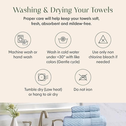 4 Pack 100% Cotton Bath Towels | Blue Towels | Oeko‑TEX Standard 100 | Soft & Absorbent, Quick‑Dry | Trinity Collection - Chambray Blue