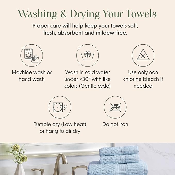 2 Pack Oversized Bath Towels 100% Cotton | Blue Towels | Oeko‑TEX Standard 100 | Soft & Absorbent, Quick‑Dry | Trinity Collection - Chambray Blue