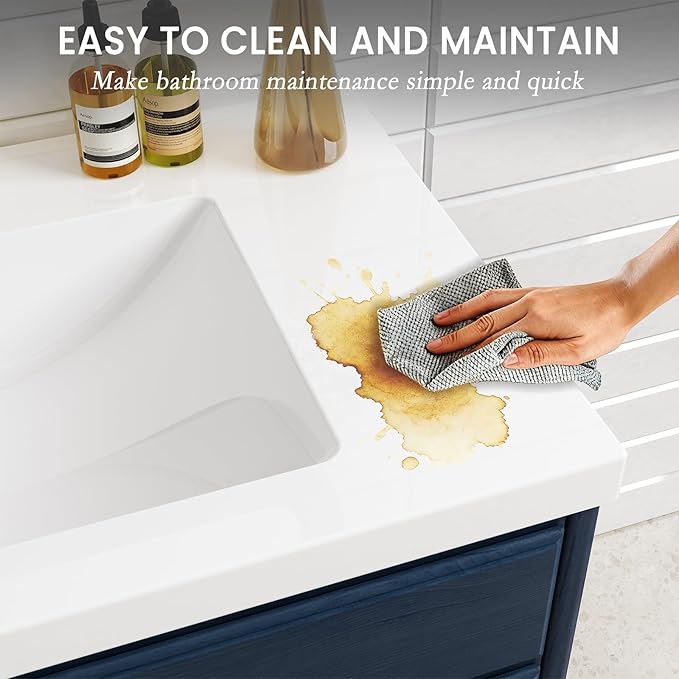 60 in. W x 18.2 in. D Double Sink Bathroom Vanity Top with Integrated Resin Basin, Stain-Resistant & Scratch-Resistant Bathroom Countertop, Without Matte Black Faucet & Pop up-Drain, White