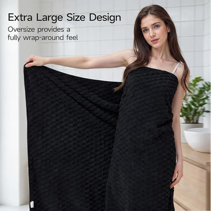 REDKISS Black Microfiber Towels Set of 6-35x70 Inches Oversized Bath Sheets, Extra Large Bath Towels Set of 6 for Adults, Super Soft Quick Dry Lint Free Absorbent Waffle Microfiber Shower Towels