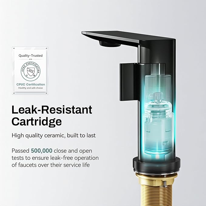 Black Bathroom Faucets 1 Hole 2 Pack, Modern Bathroom Faucet Matte Black with1-Handle, Supply Valve Core, Ceramic Cartridge, Spot-Free & Anti-Splash Finish, Inlet Pipe, 5.3" Tall, Hassle-Free Install