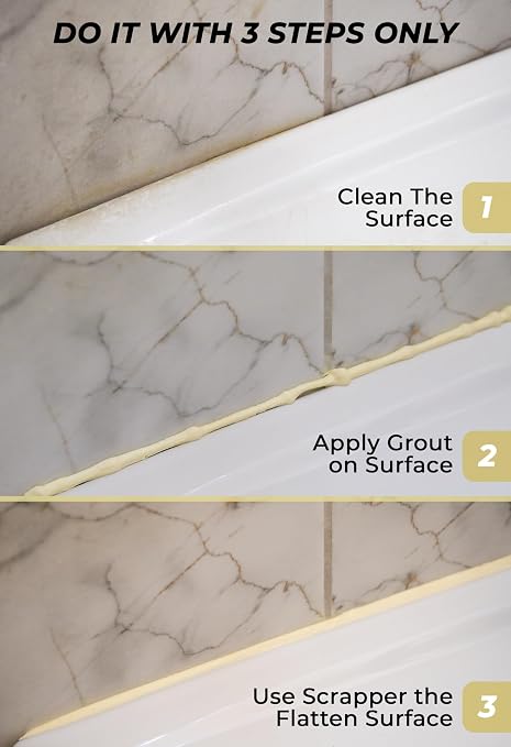 Magic Chems Grout Repair Kit, Cream, Fast Drying Sealer, 8.8 oz | Tile Filler; Restore & Renew