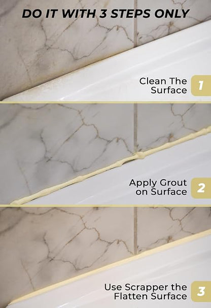 Magic Chems Grout Repair Kit, Cream, Fast Drying Sealer, 8.8 oz | Tile Filler; Restore & Renew