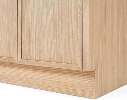 ARIEL Kelly 72-inch Bathroom Vanity with Sink,Solid Wood, 1.5-inch Pure White Quartz Countertop & Backsplash, Double Oval Porcelain Sink, 4 Soft Closing Doors, 5 Dovetail Drawers, White Oak