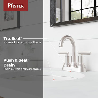 Pfister Capistrano Bathroom Sink Faucet, 4-Inch Centerset, 2-Handle, 3-Hole, NSF Certified, Spot Defense Brushed Nickel Finish, LF048CSOGS