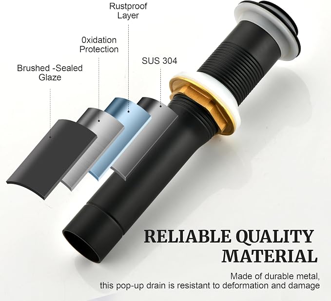 Pop up Sink Drain Stopper for Bathroom Vessel Vanity Sink Art Basin Matte Black, Small Cap Without Overflow, Metal Pop-up Drain Strainer with Detachable Basket Stopper | Pop Up Drain, Made of Metal, Small Cap, with Detachable Basket Stopper, Drain Fast...