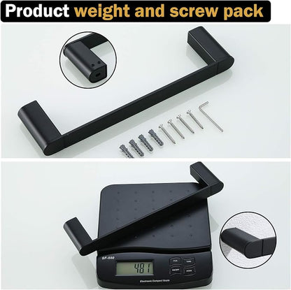 RANDOM 12 inch Matte Black Towel Bar Bathroom Hardware Accessories Modern Hand Towel Holder for Bathroom Kitchen SUS 304 Stainless Steel Towel Rack Contemporary Style Wall-Mounted.96026-2-12MB