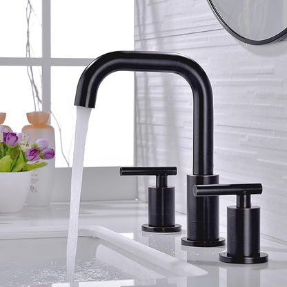 TRUSTMI Bronze Bathroom Faucet 2-Handle 8 Inch Widespread Bathroom Sink Faucet 3 Hole with Overflow Drain, Oil Rubbed Bronze