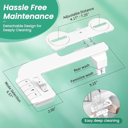 Bidet Attachment for Toilet,Self Cleaning Slim Bidets for Toilets,Non-Electric Dual Nozzle for Frontal & Rear Wash,White