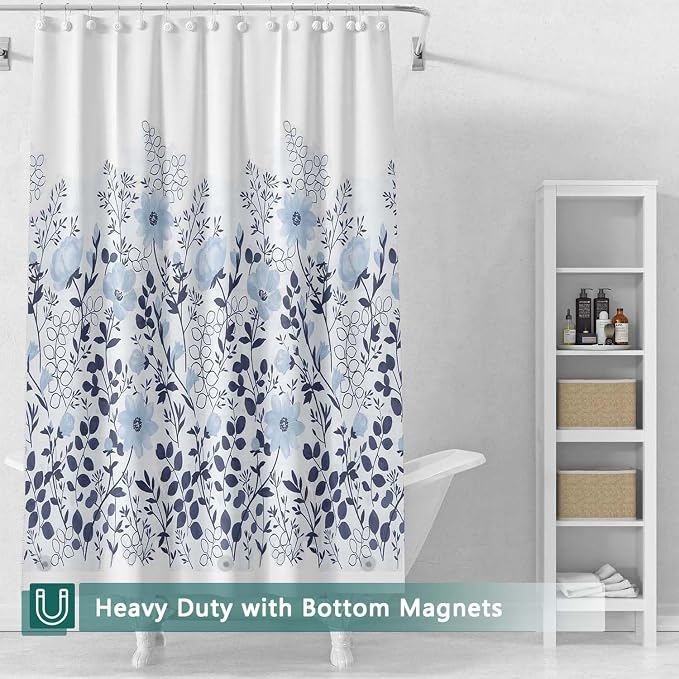 Shower Curtain Liner, 100% Waterproof Peva Shower Curtains with 3 Duty Heavy Bottom Magnets and 12 Rust Proof Grommets, 72x72 Weighted Shower Liner for Shower Stall, Bathtubs