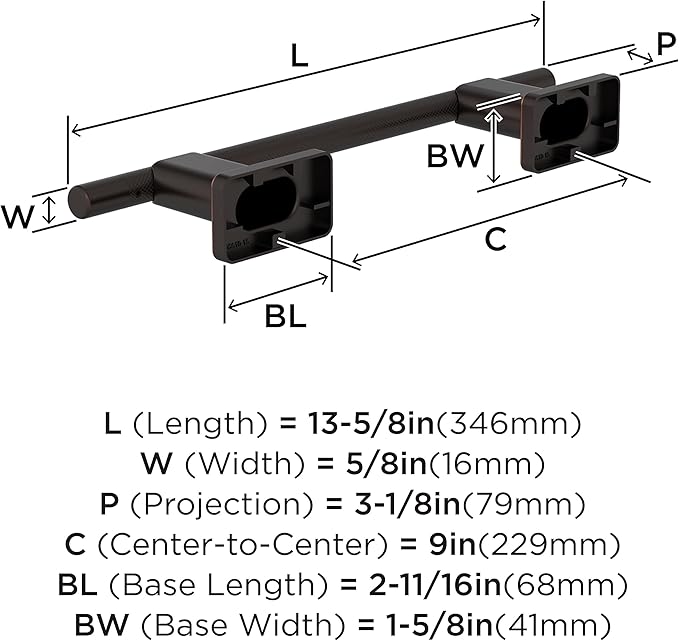 Amerock Bronx Oil-Rubbed Bronze 9 inch (229mm) Towel Bar, BH26616ORB