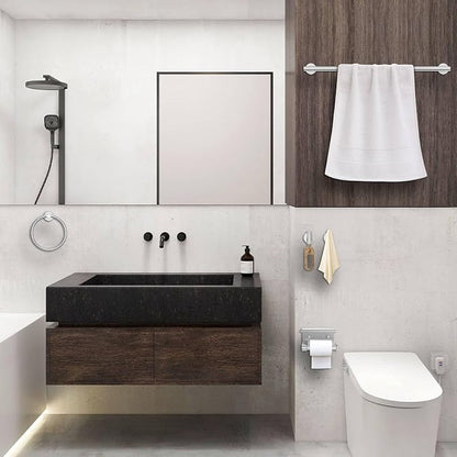 5 Pieces Bathroom Hardware Set Brushed Nickel Towel Bar Set Round Towel Holder Set Upgraded Paper Towel Holder with Shelf Stainless Steel Wall Mounted,23.6 Inch