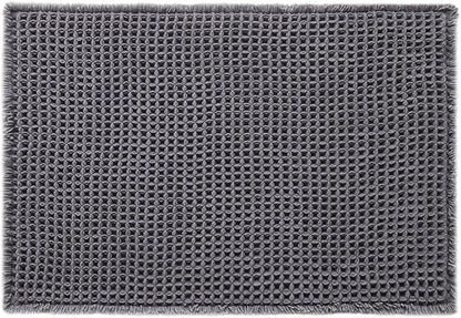 TYUU Waffle Bath Mat, Small Boho Bathroom Rugs Non Slip 24x16 Grey | Super Absorbent Quick Dry Bath Rug, Non-Slip Backing, Soft Waffle Washable Farmhouse Bathroom Mats, Tub, Shower & Home Decor
