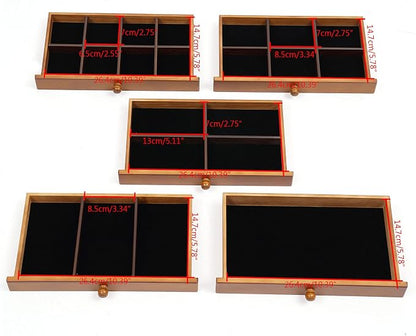 Extra Large Four-Leaf Carved 6 Layers Wooden Jewelry Box Jewelry Case Cabinet Armoire Ring Necklacel Gift Storage Box Organizer (Brown Style 2)
