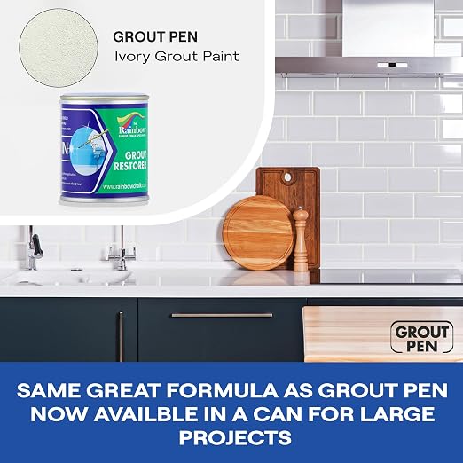 Grout Pen Grout Paint for Tile, Floor & Shower - Ivory - 125ml (4.2oz) | Waterproof Paint Grout Refresh Restorer for Kitchen & Bathroom Tiles - Can Size for Larger Projects
