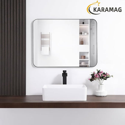 Bathroom Vessel Sink Rectangle-KARAMAG 19x15 Inch Bathroom Sink Countertop Rectangular 19 Inch Modern Above Counter White Porcelain Ceramic Vessel Vanity Sink Art Basin