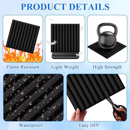 Nuanchu 90 Pcs 3D Wall Panels, 12"x12" PVC Fluted Tiles, Black | Waterproof Accent Panels, Paintable Wall Tiles, for TV Background, Bedroom, Bathroom, Gaming Room, Cuttable Home DIY Decor