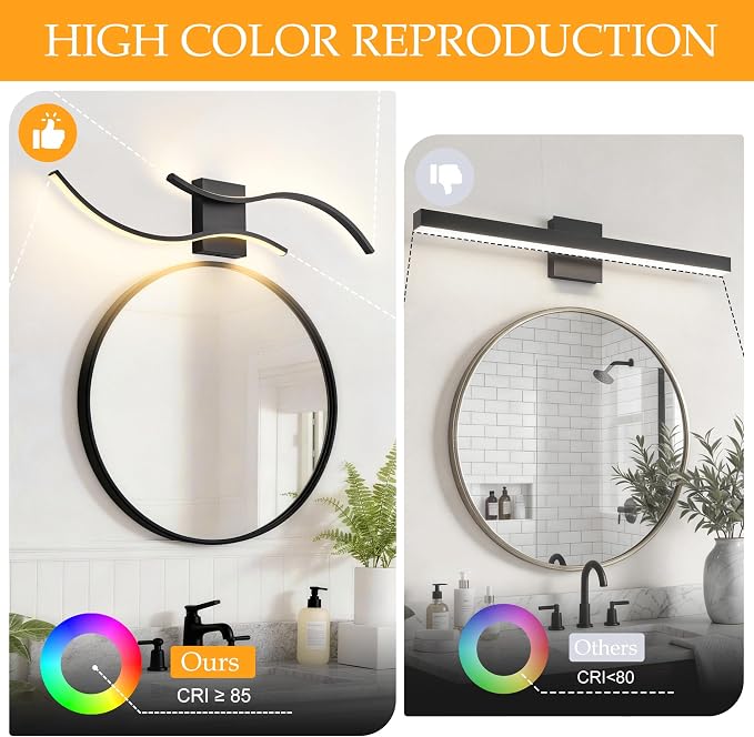 KARTOOSH Hardwired LED Vanity Lights for Bathroom | 1 Pack 31.5 Inch, 3CCT Dimmable, Waterproof, Rustproof, Bathroom Light Fixtures Over Mirror