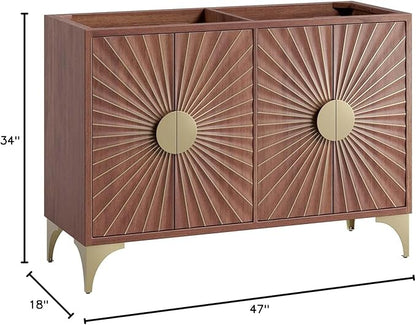Modway Daylight Bathroom Vanity Cabinet Basin Not Included, 48" Double Sink Compatible, Walnut