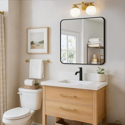 Vanity Bathroom Mirror, 30”x30” Black Bathroom Mirror for Over Sink | HD Tempered Glass, Anti-Rust Frame, Wall Mirrors for Bathroom Sink, Living Room, Entryway, Bedroom