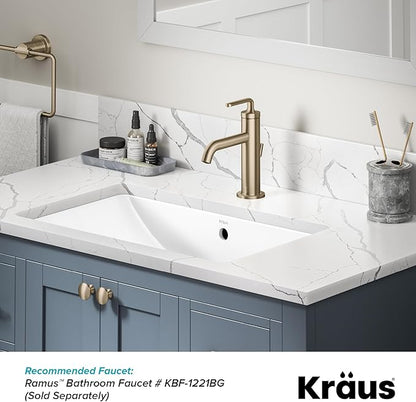 KRAUS Elavo 23 in. Rectangular Porcelain Ceramic Undermount Bathroom Sink in White with Overflow Drain, KCU-243