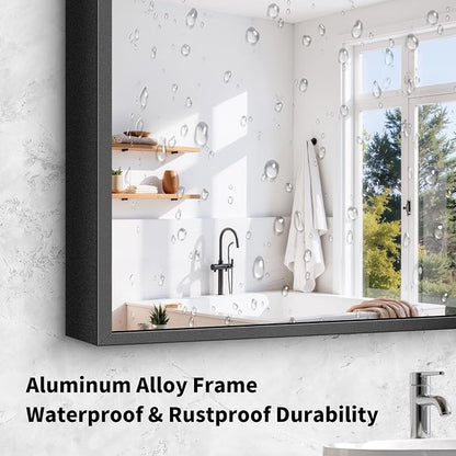 Koonmi Black Bathroom Mirror for Over Sink,Metal Framed 30"x20" Wall Mirror