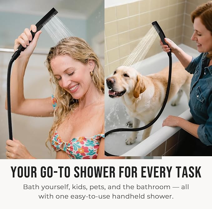 G-Promise All Metal 16" Rain Shower Head with Handheld for Bathroom Upgrade | All Metal, Built to Last, Easy Install, Adjustable Height & Angle for All Heights, Extra Long Hose, Modern Upgrade