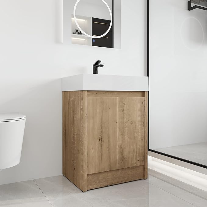 Malwee 24 Inch Bathroom Vanity with Sink, 24 Freestanding Bathroom Vanity, Mordern Single Sink Bathroom Floor Stand Vanity Combo, Bath Freestanding Cabinet Set with Ample Storage (03624MA)