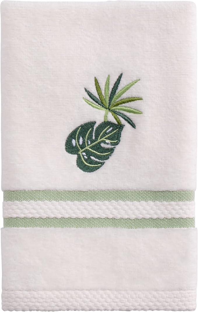 Avanti Linens - 3pc Towel Set, Soft & Absorbent Cotton Towels (Viva Palm Collection), White