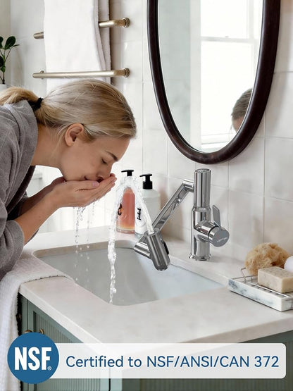 Rotatable Bathroom Faucet with Temperature Display in Fahrenheit (Batteries-Free), 3 Water Modes, Chrome, BF2204-1