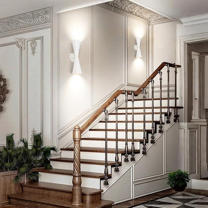 Modern Indoor Wall Sconce Up and Down White Wall Sconce Mid Century Indoor Wall Light Fixture Hardwired Wall Mounted Lamp for Living Room Bathroom Bedroom Hallway 13 Inch