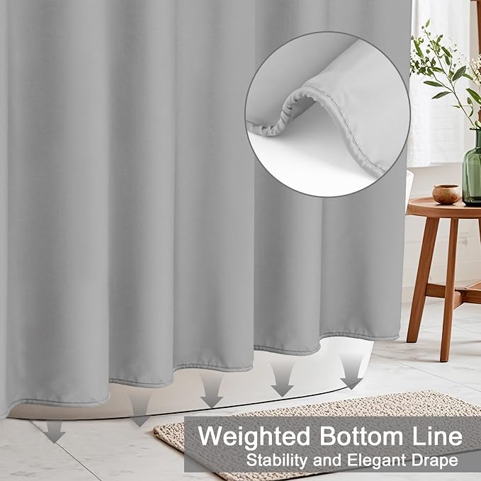 AooHome 36 Width x 72 Height Inch Stall Size Shower Curtain, Fabric Bathroom Curtain for Hotel, Water Repellent, Light Grey