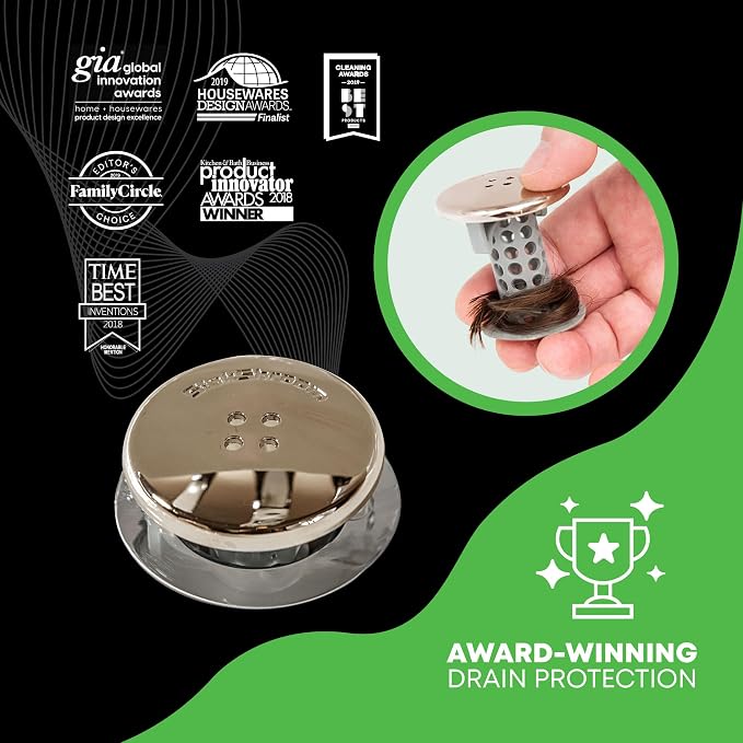 SinkShroom Revolutionary Bathroom Sink Drain Protector Hair Catcher, Strainer, Snare, Nickel Edition