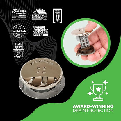 SinkShroom Revolutionary Bathroom Sink Drain Protector Hair Catcher, Strainer, Snare, Nickel Edition