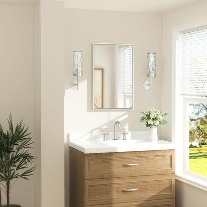 Brushed Nickel Mirror for Over Sink 20" x 30" Rectangle Beveled Frame Bathroom Vanity Mirror Brushed Nickel, Tempered Glass, Stronger Frame, Modern Farmhouse Bedroom, Entryway