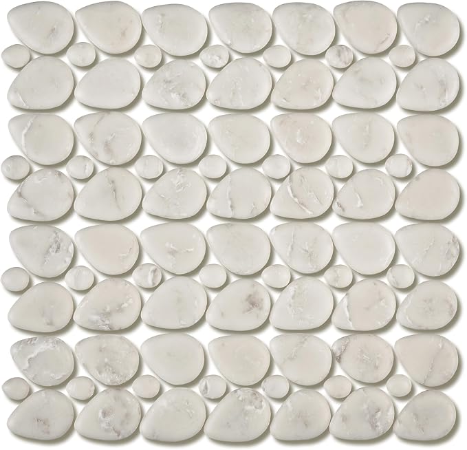 5 Sheets Beige Flowers Mosaic Tiles for Bathroom and Kitchen Wall and Floor 13.39 * 11.02 Inches 1.02 sq.ft
