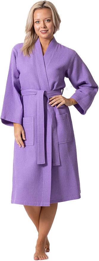 Waffle Knit Lightweight Kimono Spa & Bath Robes for Women - Quick Dry - Soft